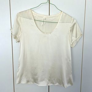 100% Silk Ivory Blouse Anthropologie NWT XS